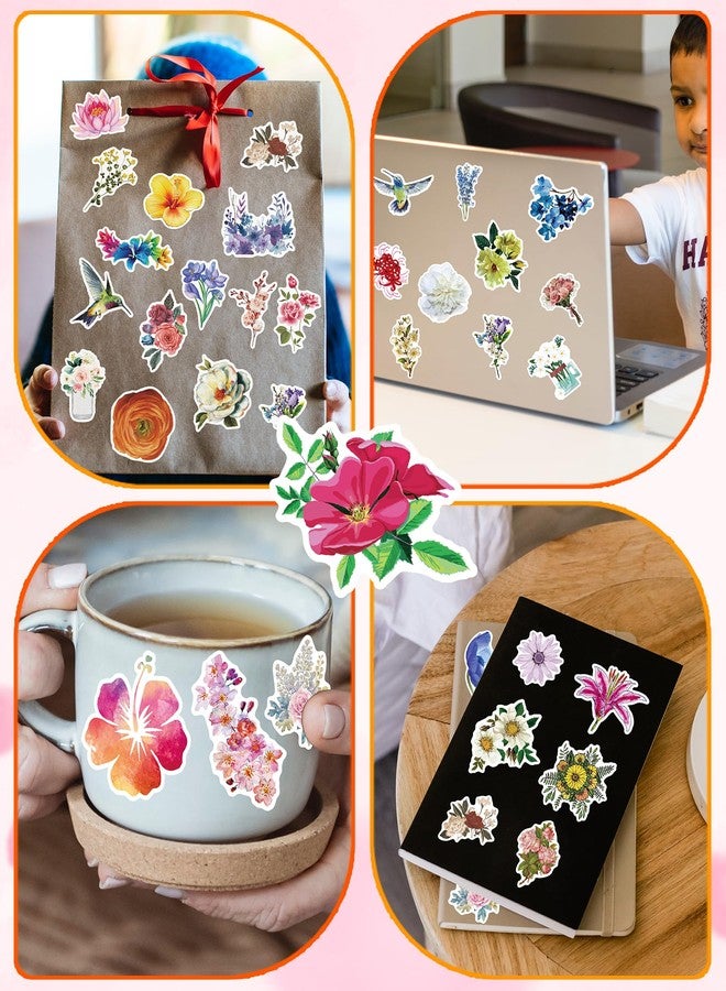 AOWDIAO 150 Pcs Flower Stickers Waterproof Floral Vinyl Stickers Decals for Water Bottles Laptop Scrapbooking Journaling - Image 3